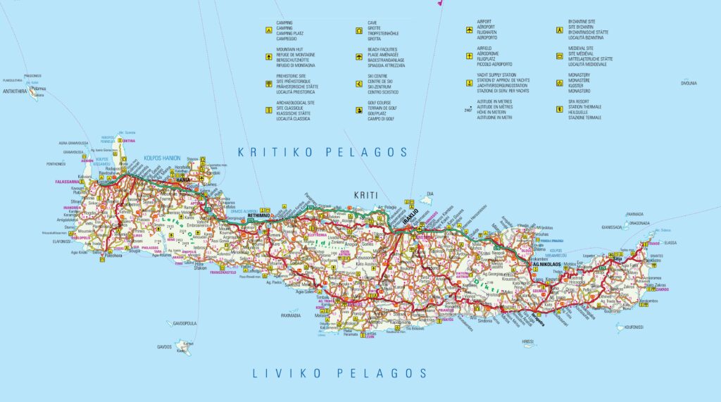 Kreta mapa atrakcji turystycznych